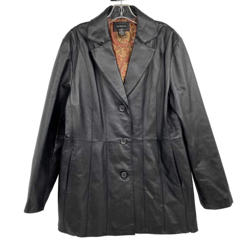 George Black Leather Button-up Jacket | Women’s XL Regular
